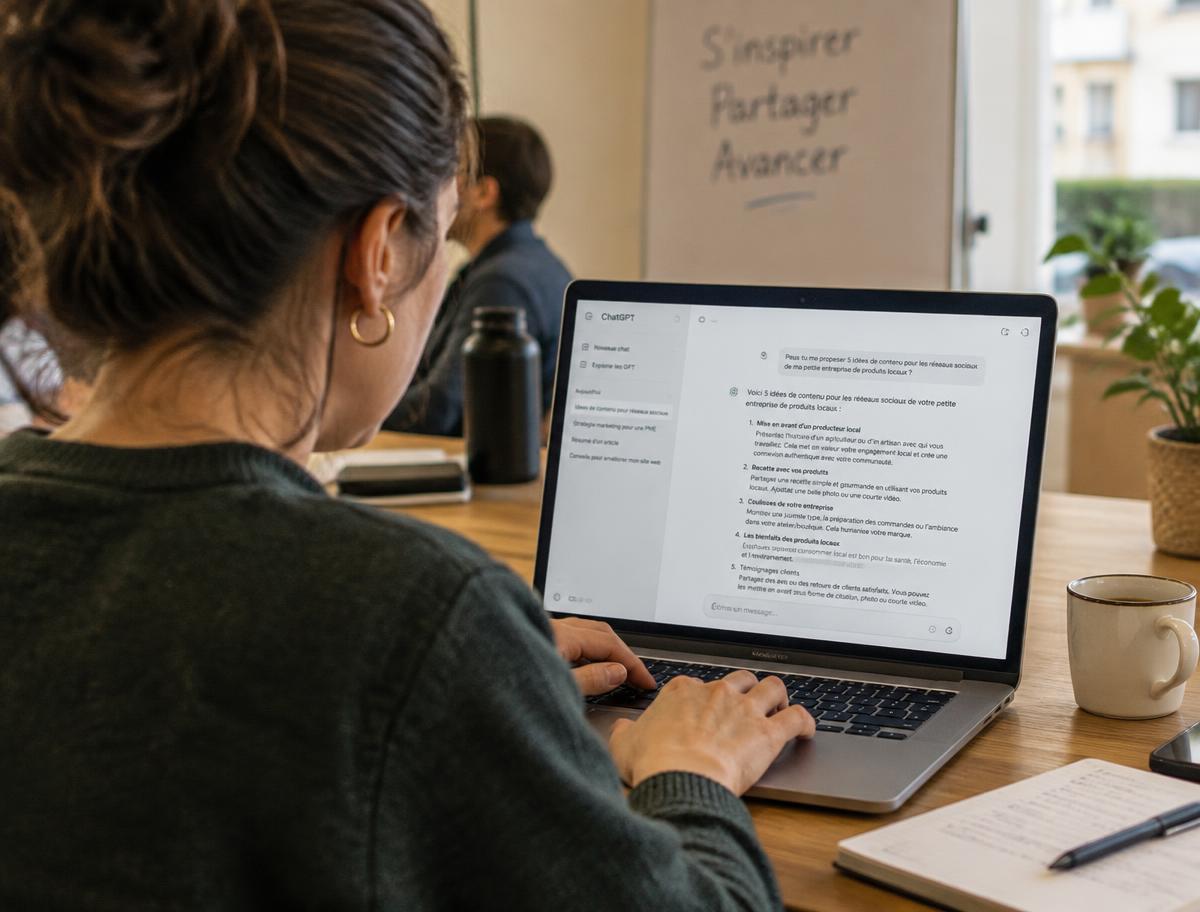 Un participant rédige sa première consigne pour un assistant IA pendant l'atelier