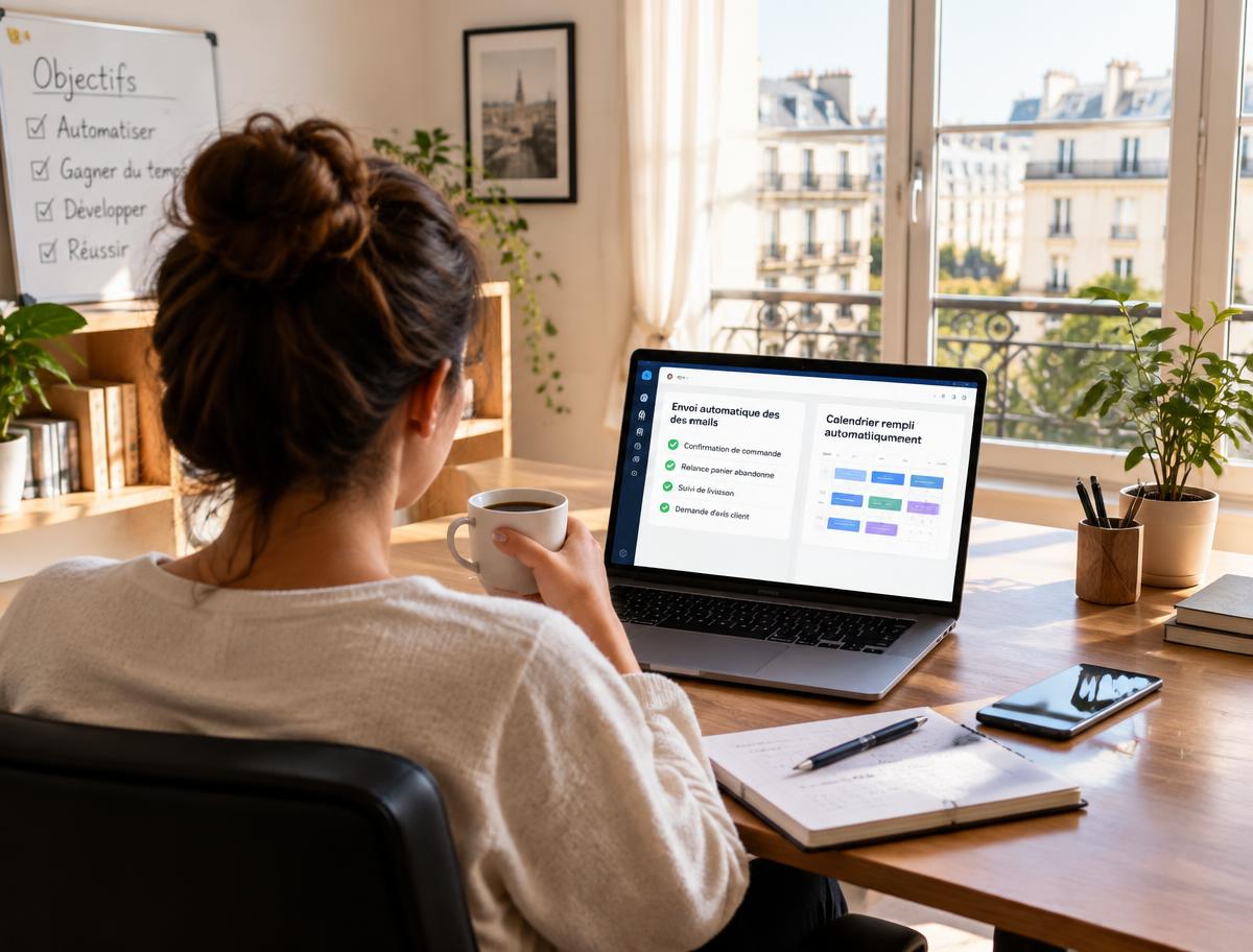 Une dirigeante pendant que ses automatisations tournent